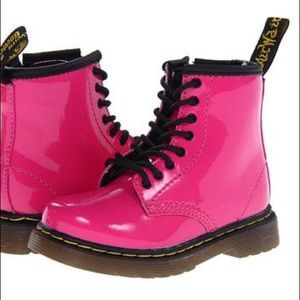 Dr. Martins. Pink glazed kids boots.